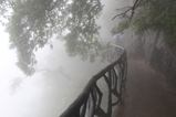 Rainy mountain path on Tianmen Mountain