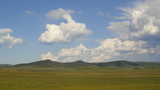 Green mountains and blue sky